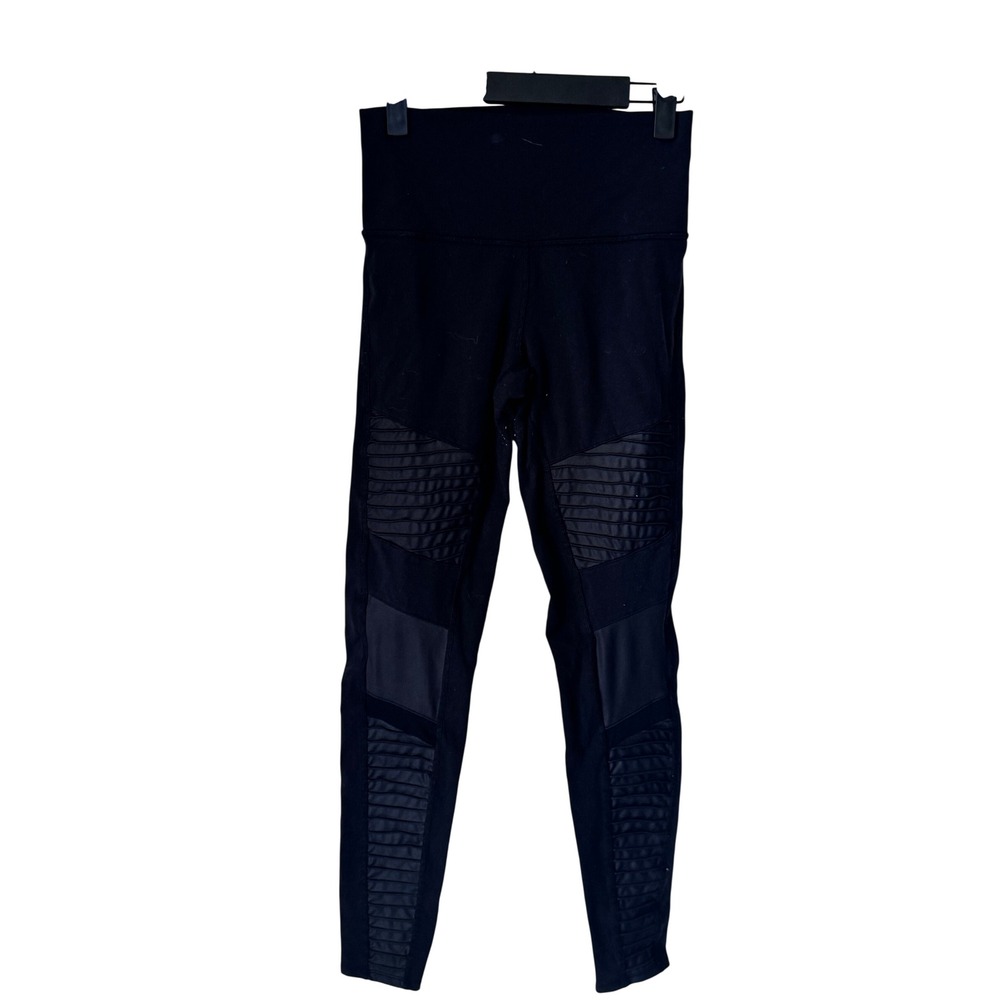 Alo Yoga Moto Leggings Black High Waisted Quilted Panels W0245R